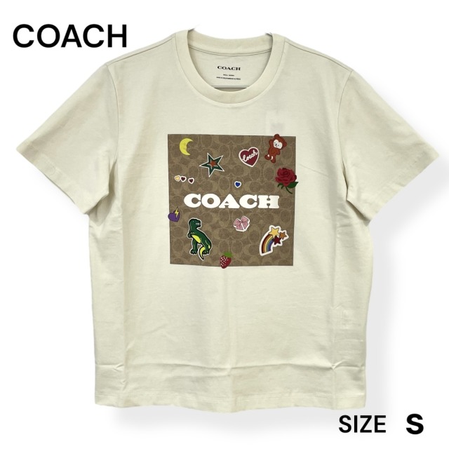 美品 COACH×BASQUIAT シグネチャー Tシャツ ダイナソー バスキア コーチ“バスキア作品”モチーフの20年秋新作、恐竜や王冠