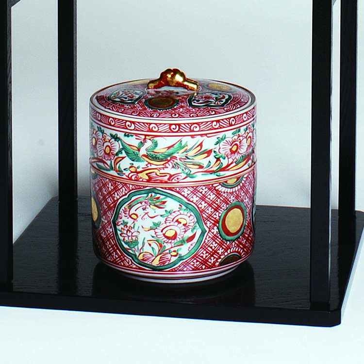 【茶道具】水指 赤絵　御室窯 水指 赤絵 丸 御室窯 《総合》