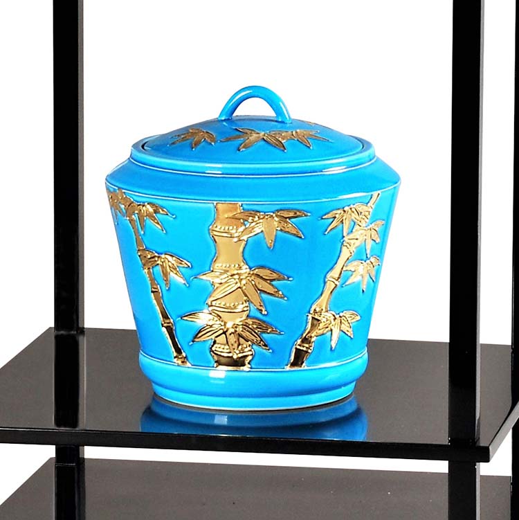 水指 浅黄交趾 竹 勝見永泉 京焼 茶道具 金彩 茶席 炉風炉兼用 夏の茶道具