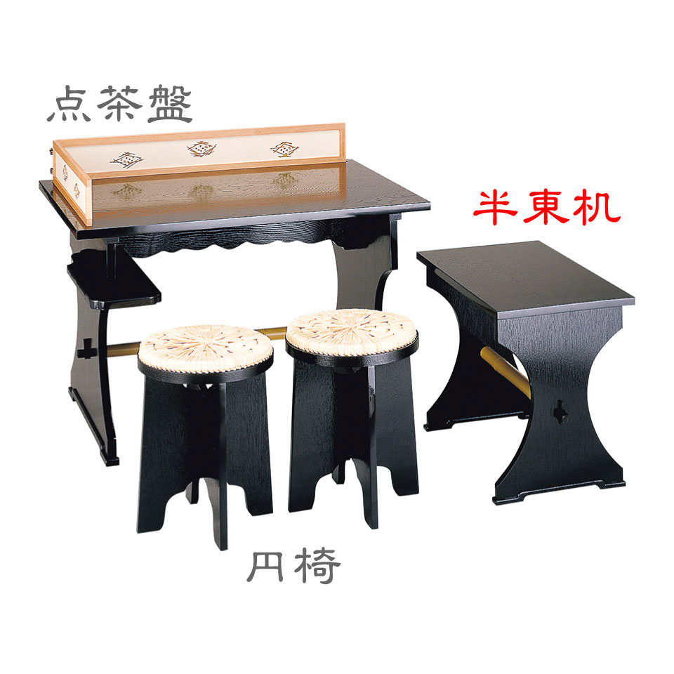 【茶道具 立礼棚 立礼卓 】 末広棚 即中斎好写 椅子2客付　小川湖舟作 組立式 立礼卓 末広棚 即中斎好写 椅子2客付 小川湖舟作 表千家 : 和