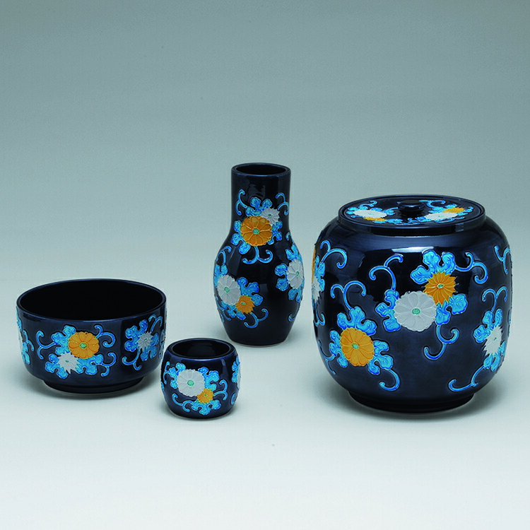 楽天市場】皆具 かいぐ 瑠璃交趾 菊 永楽写 谷口菁嵐作 茶道 茶道具