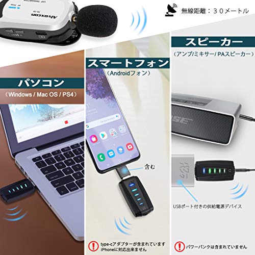 楽天市場 Usb ワイヤレスマイク Alvoxcon 無線マイク ピンマイクワイヤレス イヤホン端子付き Pc 高音質クリップマイク Uhf 録音 動画撮影 拡 ぷあぷあショップ