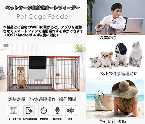 最大65 オフ 自動給餌器 ペット オートフィーダー ケージ取付タイプ 猫 犬 自動 餌やりうさぎ スマホ遠隔操作 Wifi 録音機能 中小型犬 給食 機 タ Fucoa Cl