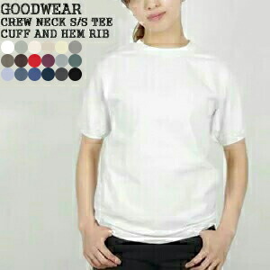 グッドウェア/GOODWEAR クルーネック半袖リブTシャツ 袖リブ 裾リブ 半袖Tシャツ CREW NECK S/S TEE CUFF AND HEM RIB NGT9801 レディース メンズ【コンビニ受取可能】【a*】【1点のみメール便可能】