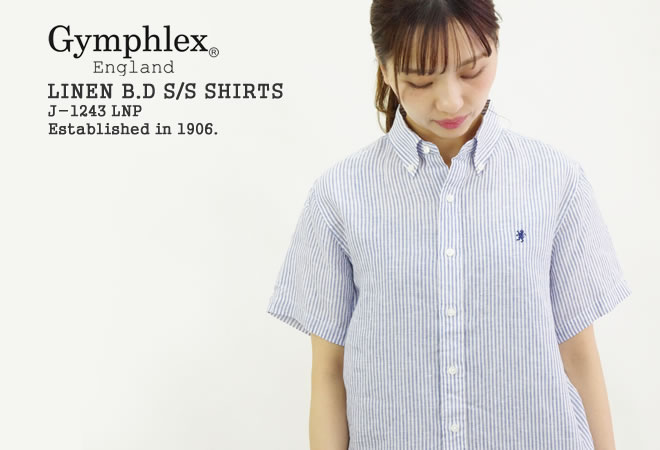 楽天市場 クーポン対象外 ジムフレックス Gymphlex リネンボタンダウン半袖シャツ ストライプ Linen B D S S Shirts J 1243lnp レディース コンビニ受取可能 ｐｕｂlｉｃ