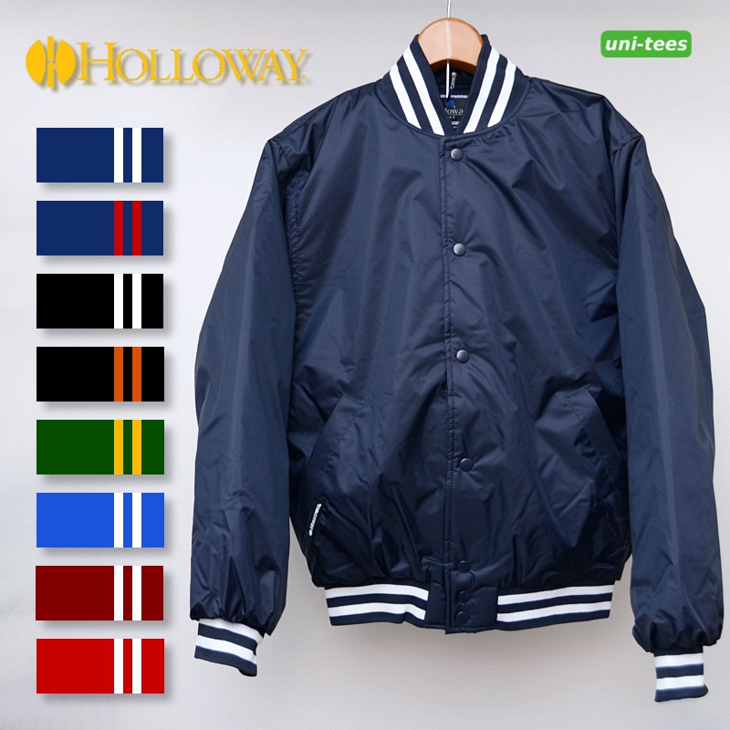 Holloway USA製　ナイロン　スタジャン　ブルゾン　襟　紺　XL