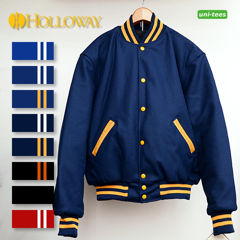 楽天市場】HOLLOWAY レザー/メルトン スタジャン 34色展開 ［VARSITY