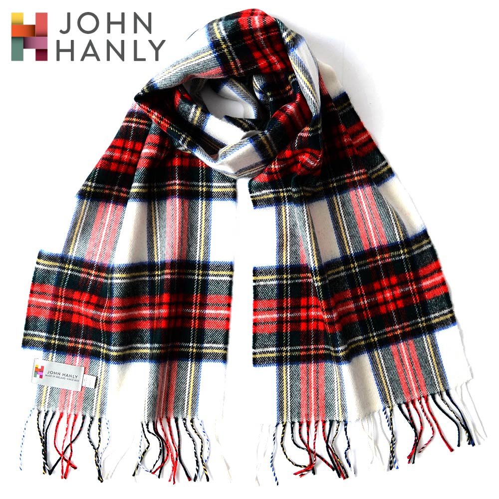 JOHN HANLY エクストラ ファイン メリノウール マフラー チェック柄 [M-3.Dress Stewartドレススチュワート] メンズ レディース ユニセックス 男女兼用 プレゼントに 宅配便送料無料