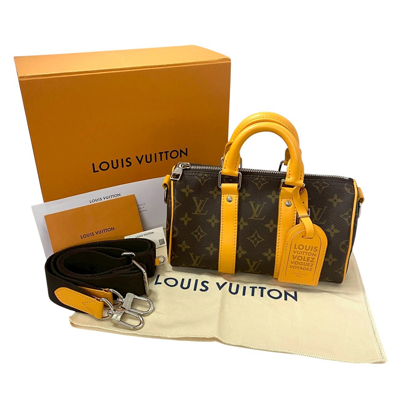 【中古】LOUIS VUITTON ルイヴィトン キーポル バンドリエール 25 モノグラム マカサー オレンジイエロー M12733 2WAY御徒面子 ショルダーバッグ ハンドバック 赤銅色