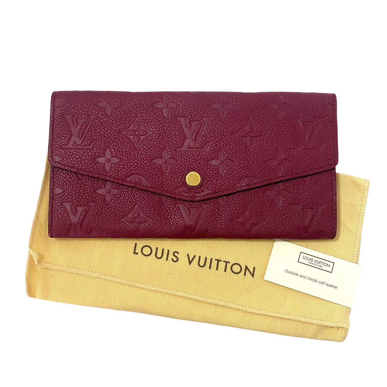 【中古】LOUIS VUITTON ルイヴィトン ポルトフォイユ キュリーズ モノグラム アン工業プラント オロール M60341 二つ折り 長紙入れ/ロングウォレット 紙入れ なめし革 ブドウ酒赤いこと/赤系