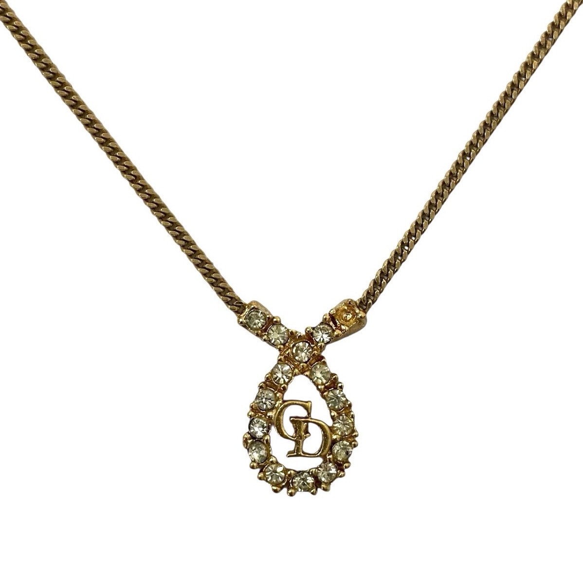 【中古】Dior ディオール CDロゴ ネックレス ゴールド 金 カラー ラインストーン Christian Dior クリスチャンディオール｜Lapucelle ChouChou