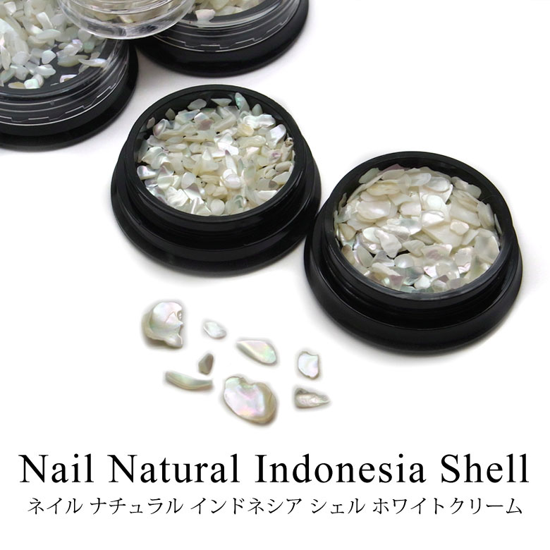 ネイル　ナチュラル　インドネシア　ホワイトクリーム　シェル　全3種