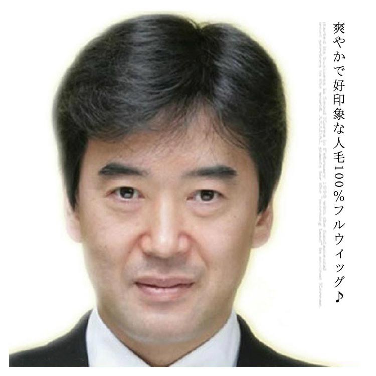 フルウィッグ 人毛100% メンズ 短髪 診療用かつら 成人男性 人毛ウィッグ 遊撃手 全頭 気どらずに 通気性 人工頭皮 白髪つつみ隠し