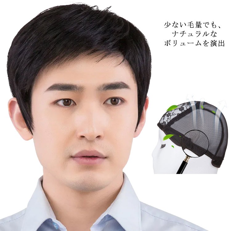 フルウィッグ 人毛100％ 診療用かつら 遊撃手 メンズウィッグ 気取らない 耐熱 白髪包みかくし 全頭かつら