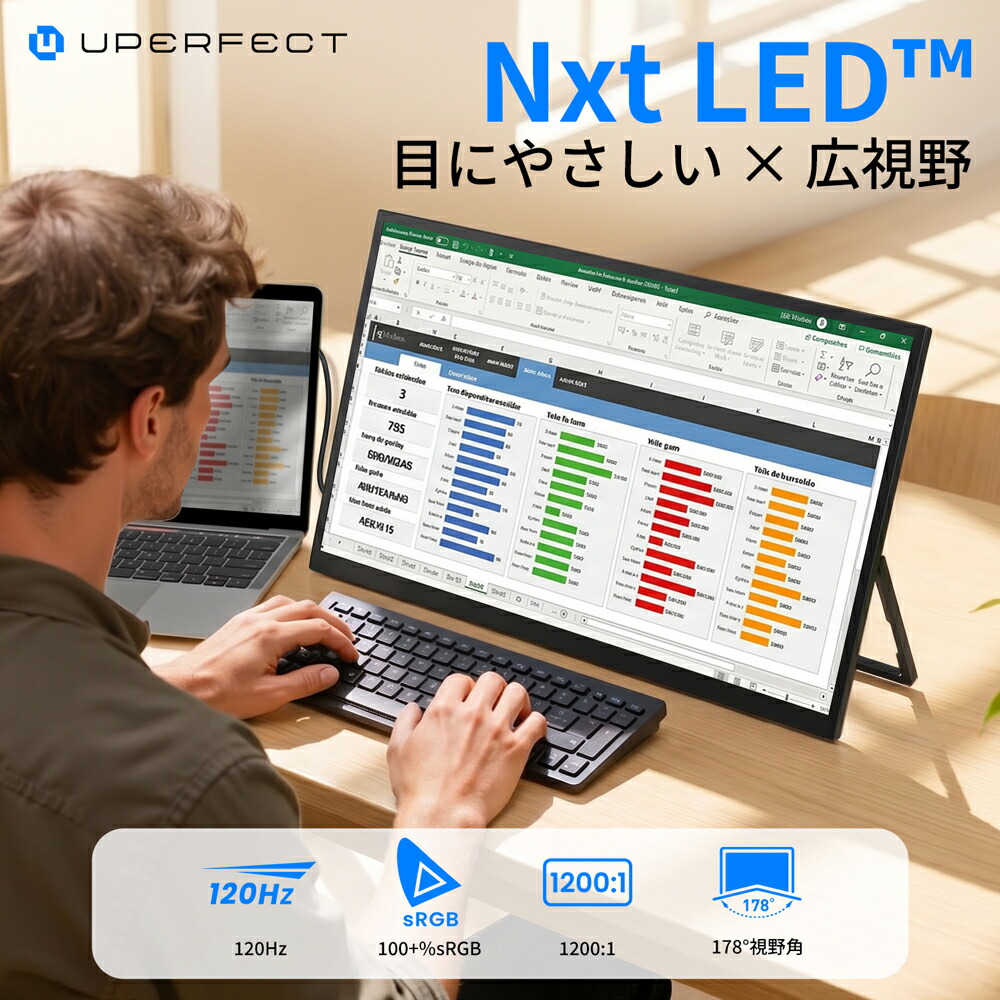 【編成替えNXT LED積み上げる 目に愛想のいい 可動性管する】可動性管する 15.6/18.5in 盛りだくさん固定ディスク 120サイクル 1200:1 高対照 IPSダイアログボックス 低青みともし火 目に愛想のいい Type-C相応う miniHDMI VESA相応う ゲーミング テレ細工物 UPERFECT