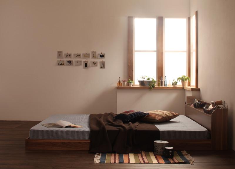 北欧 おしゃれ マットレス付き オークホワイト ベッド 木製 フロアベッド 新生活 ダブルベッド カフェ Claire 子供部屋 コンセント付き フレーム セット 一人暮らし 棚付き 宮 寝室 ファミリー 安い Claire フランスベッド ダブル マットレス付き ローベッドマルチラス