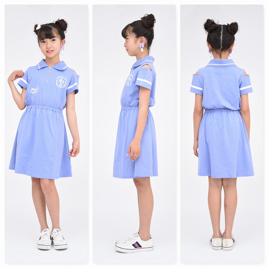 ワンピースハーフジップアルジーALGY子供服衿付き【メール便送料無料】夏半袖キッズジュニア女の子子供旅行通学スポーツクラブブランド
