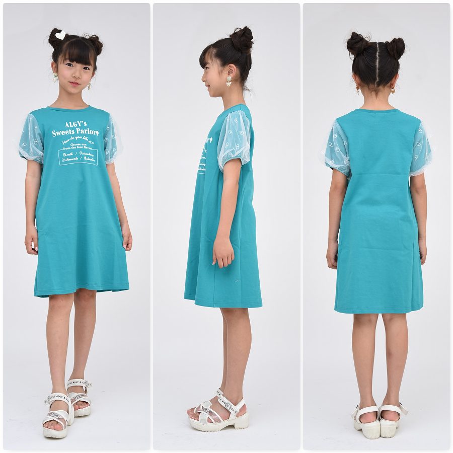 ワンピースアルジーALGY子供服アイス柄チュールTワンピ接触冷感【メール便送料無料】夏半袖キッズジュニア女の子子供旅行通学スポーツクラブブランド