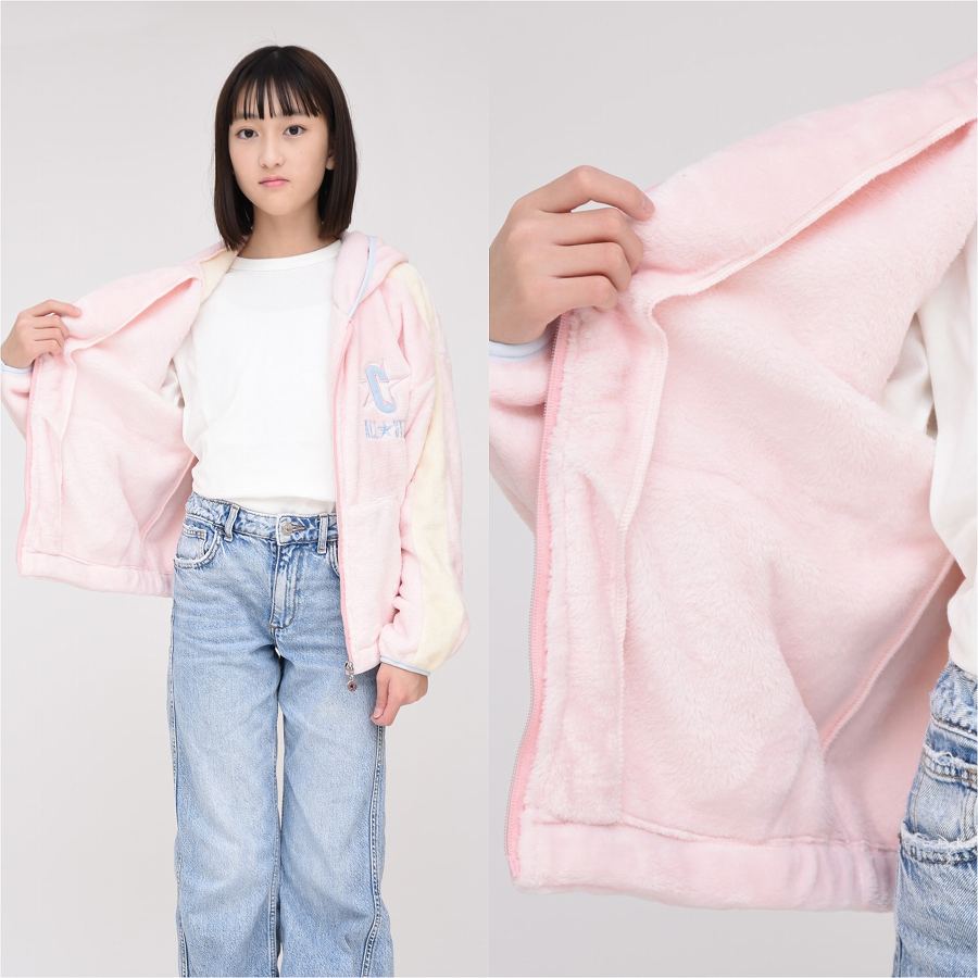 【お買い物マラソンポイント5倍SALE】フリースジャケットキッズ女の子【送料無料】コンバース子供服CONVERSEアウター両面フリース防寒ジュニアブランド通学旅行ゆったり可愛いガールズ