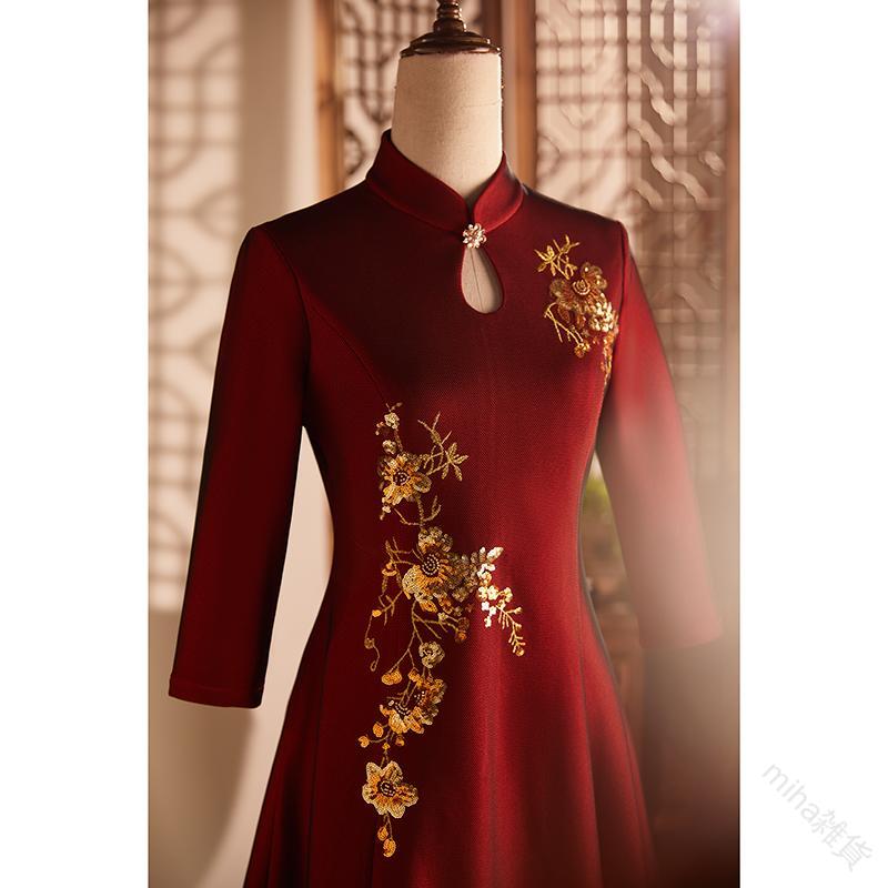 チャイナ ドレス 長袖 オシャレ 綺麗 上品 高級 高貴 大名 コーデ コスプレ 大歳 結婚 披露宴 衣装 通常 冬 着用 ウェディング ドレス お母さん ドレス