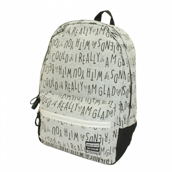 楽天市場 モノグロゴdパック グレー リュック かわいい 背面ファスナー付 スウェット生地 総柄 ロゴ 白 黒 通学 学生 モノトーン リュック 女子 女の子 中学 高校 通学リュック レディース かわいい おしゃれ 通学 学校 オシャレ総合研究所