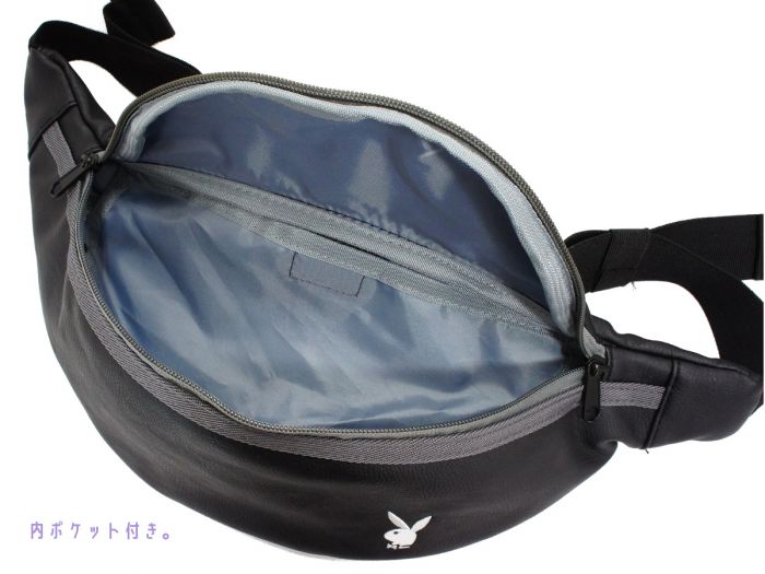 Purapomme Playboy 合皮 Bum Bag Black Waist Porch Bum Bag Brand