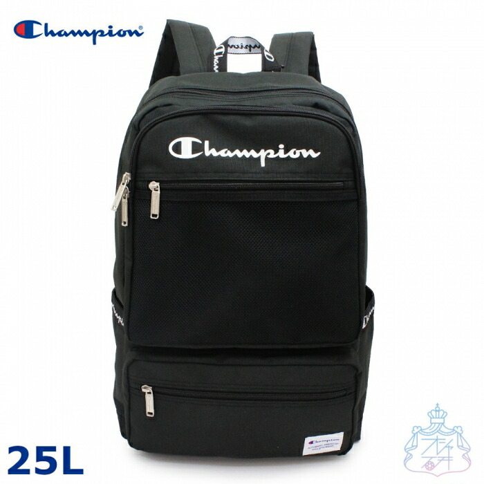 Bk Wh Wポケットラウンドデイパック 黒 ブランド バックパック リュック 黒リュック 高校 中学 大容量 Wポケットラウンドデイパック 男女兼用バッグ 25l 黒 ブランド 大容量 25l 女子 男子 Champion 送料無料 通学リュック 女子 黒リュック 高校 通学 通学