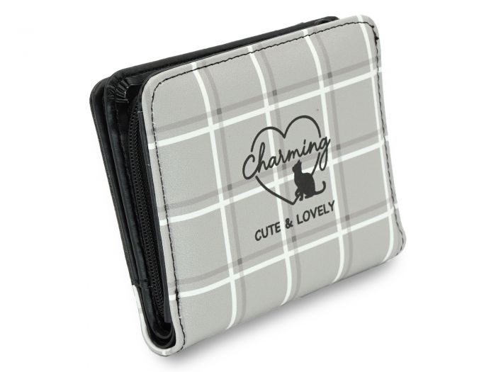 ブラックキャット Lf おしゃれ かわいい ねこ キッズ グレー 二つ折り財布 女の子 子供用財布 小学生 財布 メーカー包装済 財布