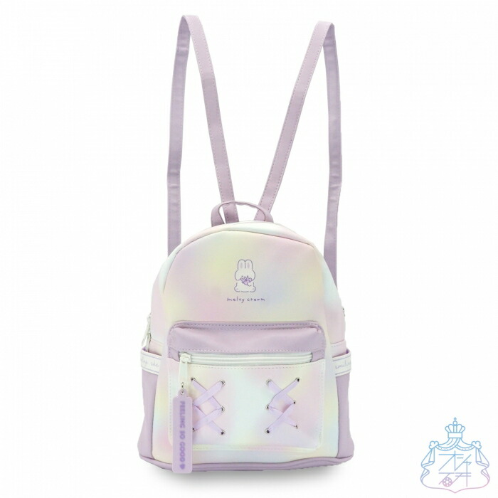 1254円 低価格の ウサギハート ミニリュック パープル 女の子 小学生 かわいい おしゃれ キュート ガーリー うさぎ レースアップ レインボー