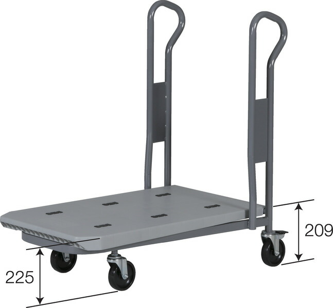 三甲（サンコー）ネス台車SM(セパレートハンドル) ライトグレー 取っ手 有耐荷重200kg キャスター[φ100×2輪自在2輪固定ウレタン(黒)、車(内固定2輪ストッパー付)]【個人宅不可】【 土日祝・時間指定不可】