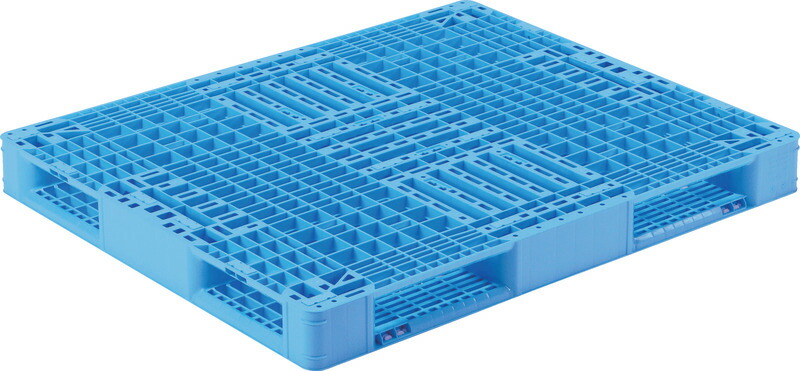 三甲 サンコー R4-1012-5 [11.6kg]ライトブルー/PP | 再生ブラック/リサイクルPP ( プラスチックパレット 樹脂パレット Rタイプ両面使用型 四方向差 輸出 梱包 物流機器 搬送機器 SDGs 12&times;10 ) 808870｜プラ生活