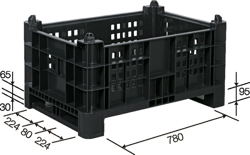 三甲 サンコー コンパレッター#230 [203L/PP/段積み用突起有] 耐荷重最大500kg×4段積み ( ボックスパレット ダネッジ ボックスタイプ パレットボックス 大型部品用通い箱 梱包 物流機器 搬送機器 ) 223010