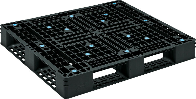 三甲 サンコー D4-1012-5 [9.6kg]再生ブラック/リサイクルPP ( プラスチックパレット 樹脂パレット Dタイプ片面使用型 四方向差 輸出 梱包 物流機器 搬送機器 SDGs 12×10 ) 812045