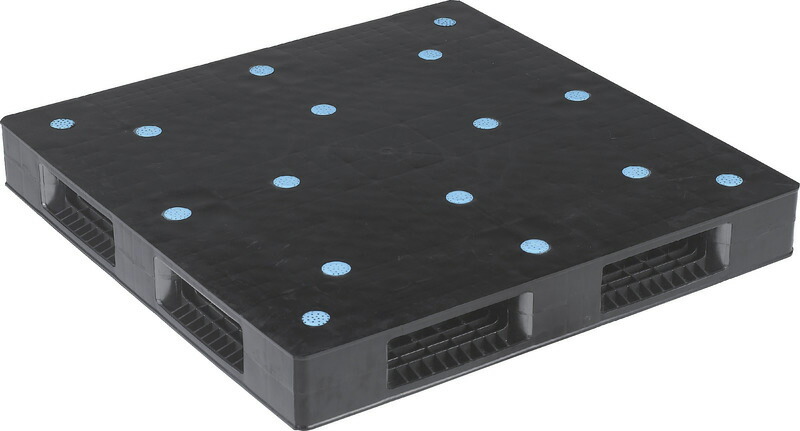 三甲 サンコー R4-110110P-B 再生ブラック/リサイクルPP ( プラスチックパレット 樹脂パレット プレスパレット Rタイプ両面使用型 四方向差 輸出 梱包 物流機器 搬送機器 SDGs 11×11 ) 8P004401