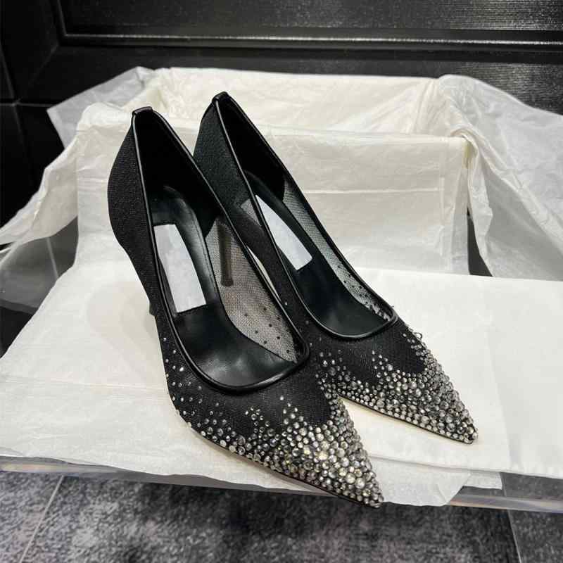 パンプス レディース 華燭の典 ブライズメイド メッシュ ポインテッドトゥ オープントゥ 細踵 ハイヒール 置き目とっ始め うつり変わり 色っぽい 春夏秋 普段使い走り 黒 白 金