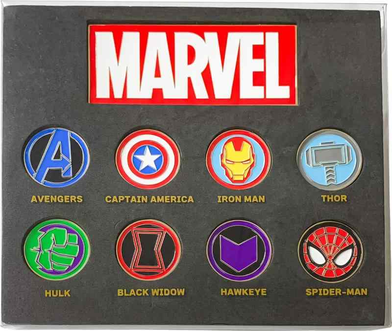 海外限定　アベンジャーズ　インフィニティガントレット ピンバッジセット アベンジャーズ サノス グローブ ジェムストーン付き