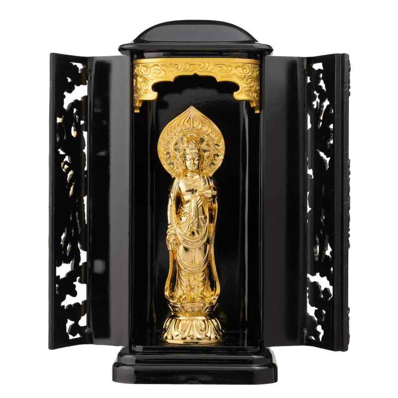 仏像 聖観音菩薩 10cm(純金メッキ) 3号PC厨子入り＿『天台宗・真言宗・臨済宗』 高岡銅器 (しょうかんのんぼさつpcZL