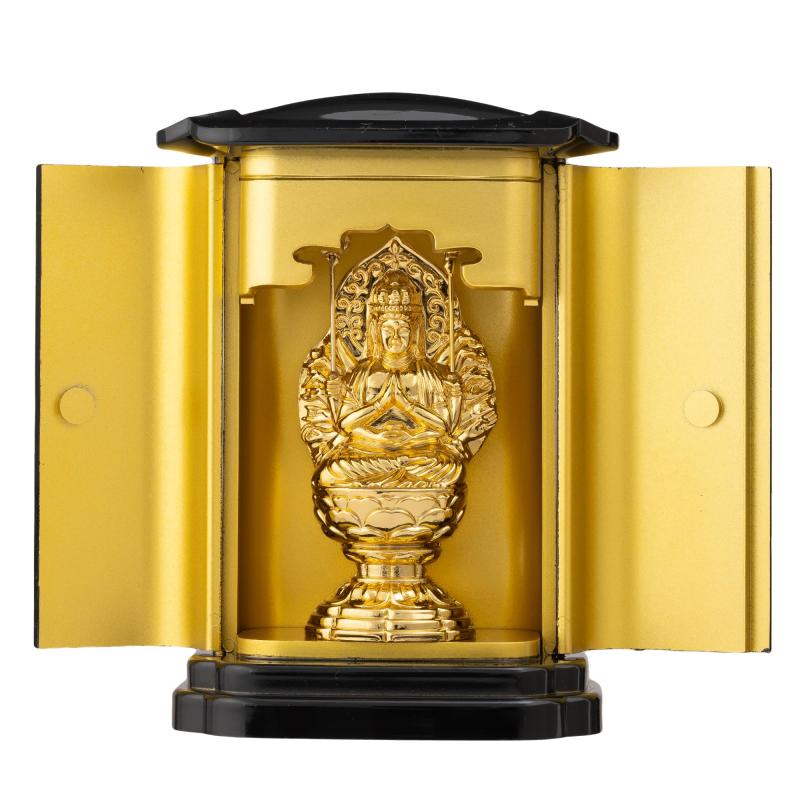 仏像 半風子菩薩(純金メッキ) マイコン厨子入り口・入口 仏師：渡辺景秋 原書＿（子年生年月日）干支 十二支 防御すること本尊 高丘銅器 (せんじゅかんのんぼさつpcZ