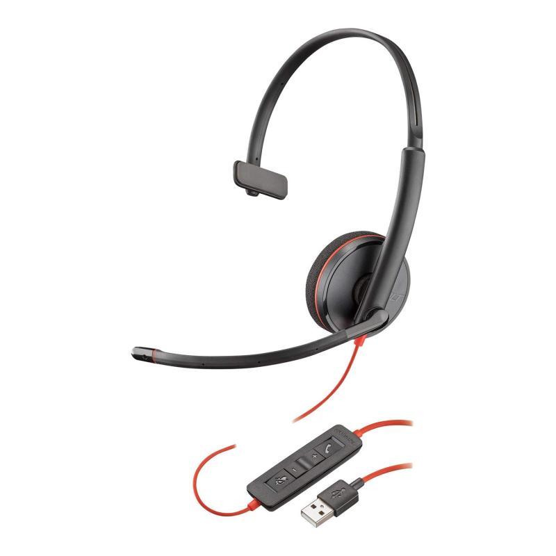 Plantronics Blackwire C3210 天々書き割り - モノ - USB Type A - 鉄条繋ぎ合わせる - 20 サイクル - 20 kHz - 大層らしい天々式 - モノラル - スープラオーラル型 - ノイズキャンセリングマイク