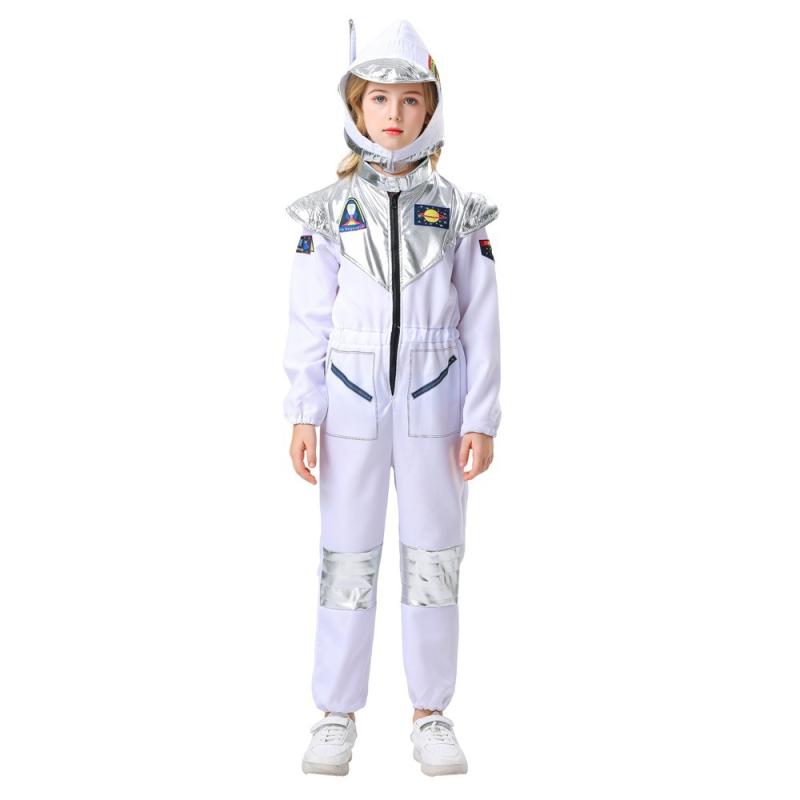 宇宙服 女の子 キッズ 白 春秋 コスプレ ステージ パフォーマンス ダンス ハロウィン 万聖節 パーティー 幼稚園 セット カートゥーン プリント 切り替え ポリエステル 4,167円