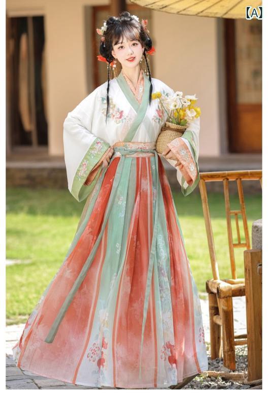 漢服 女性 秋冬 刺繍 齊腰 襦裙 古装 3点セット 中国風 スタイル ポリエステル 系帯 普段使い かわいい おしゃれ 伝統 コスプレ イベント ファッション 赤 ベージュ 青｜pure bliss