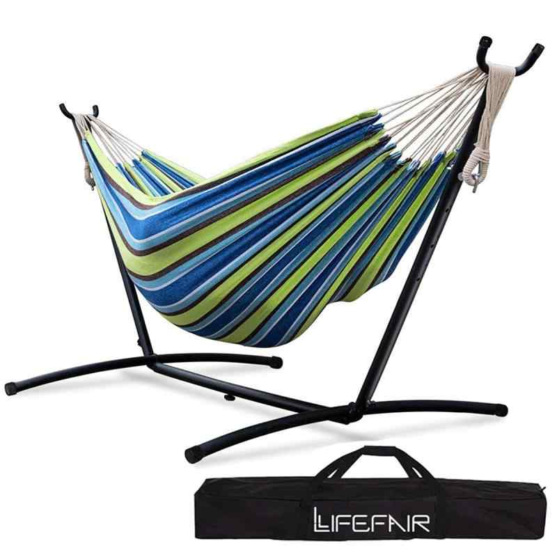 LifeFair ハンモック 自立式スタンドセット ダブルサイズ 室内 室外 兼用 収納バッグ付き耐荷重300kg|pure bliss