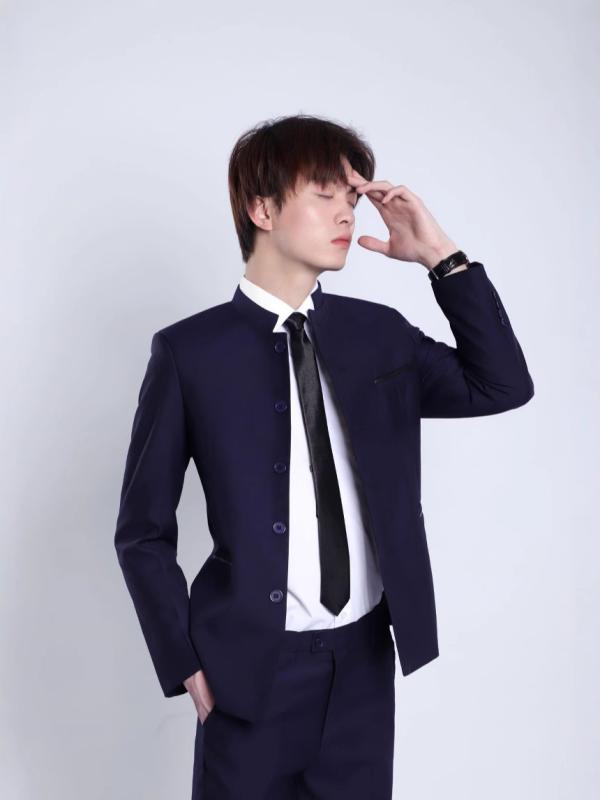 中山装 メンズ 立領 スリムシルエット 青年向け 中国風 セットアップ 伴郎服 結婚式 礼装 ポリエステル混紡 普段使い オールシーズン ブラック グレー ブルー ステッチ 装飾 5,126円