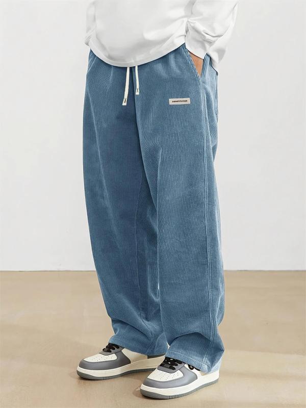 パンツ メンズ コーデュロイ ルーズ ストレート レトロ カジュアル ワーク オールシーズン マルチポケット 綿 ミッドライズ ベルト付き 微弾性 普段使い 無地 ブルー グレー ブラック