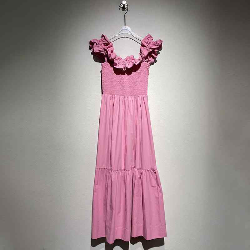 ワンピース レディース 春夏 ティアード フリル ギャザー パフスリーブ オフショルダー ロング マキシ丈 無地 ピンク かわいい プリンセス フェミニン Aライン｜pure bliss