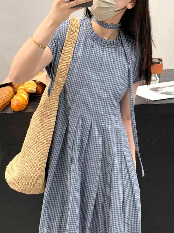衣裳 レディース 春夏 綿織物 照合のしるし柄 ノースリーブ レトロ ロング丈 ふんわり ゆったり フラウンス襟 A伝達ルート 冷やりとした 今めかしい 通気性 旅する たまり場 デイリー若い者
