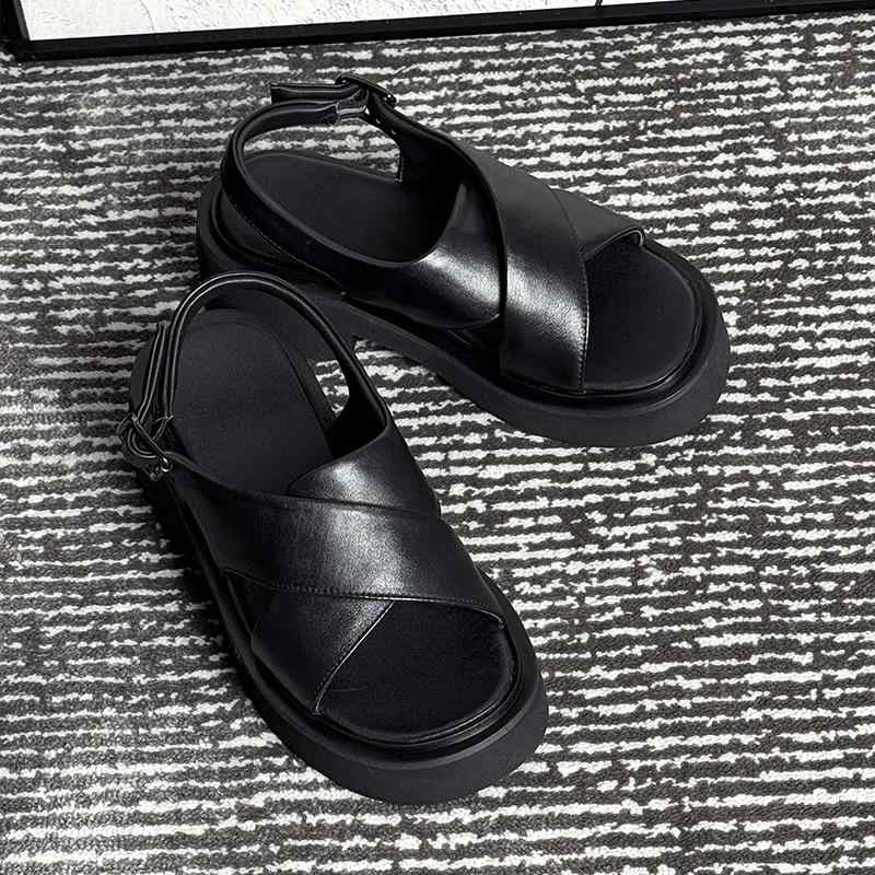 サンダル メンズ 厚底 増高 サンダル 通気性 防臭 心地よい バックル 履き分かりやすい 歩き分かりやすい 軽さ 黒いこと