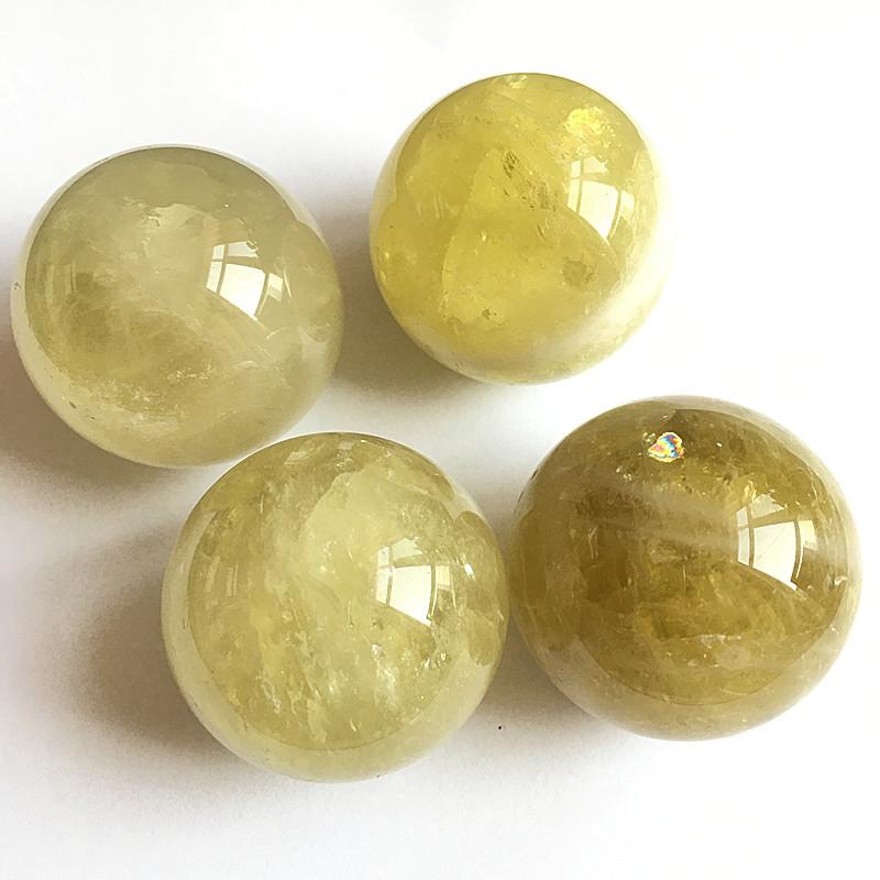 置物 天然石 シトリン 水晶球 黄水晶 丸玉 風水 幸運 浄化 パワーストーン インテリア 玄関 オフィス デスク 飾り イエロー｜pure bliss