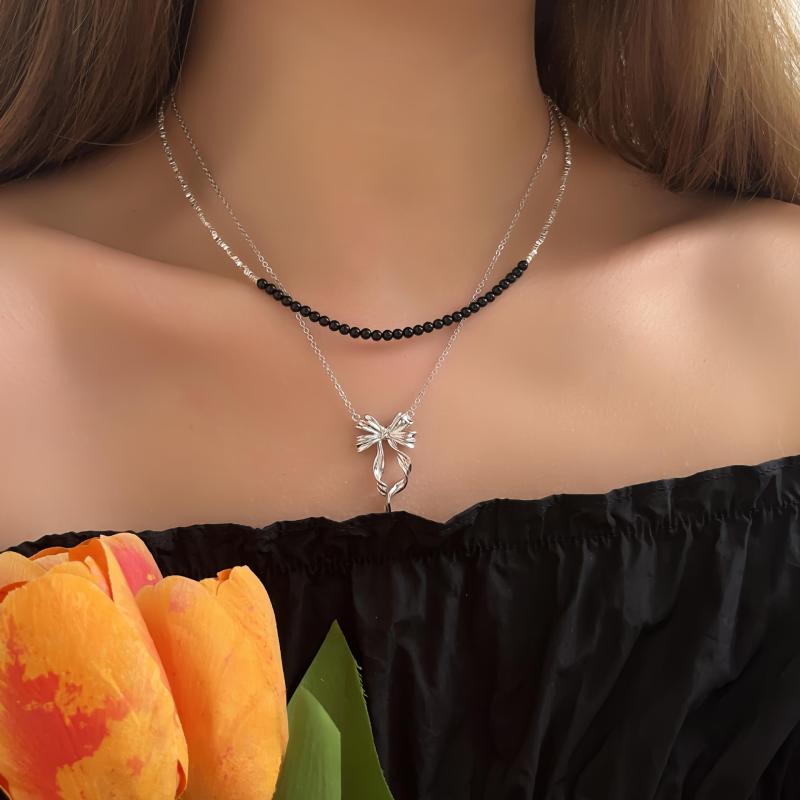 ネックレス レディース シルバー925 デコルテチェーン チョーカー リボン 芭蕾風 上品 フェミニン 通勤用 アクセサリー｜pure bliss