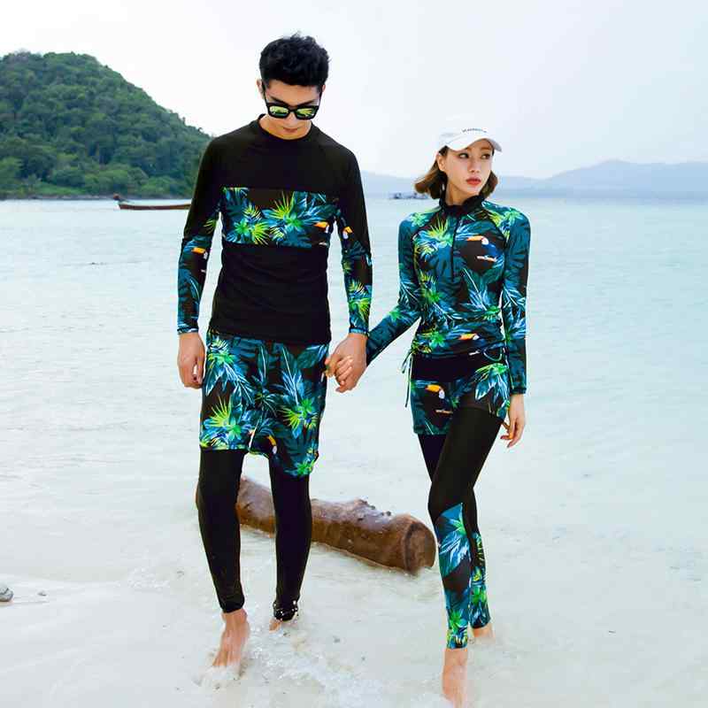 潜水服 ペア レディース メンズ ラッシュガード 水着 長袖 ロングパンツ セパレート UVカット 日焼け防止 吸汗速乾 ジッパー フロントジップ マリンスポーツ 浮潜 スイミング シュノーケリング 体型カバー｜pure bliss